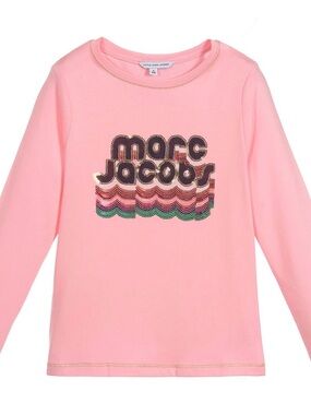 Little Marc Jacobs Pink Long Sleeve Tee with Sequin Logo
